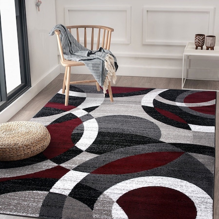 World Rug Gallery Contemporary Abstract Circles Soft Area Rug 3'3'' x 5' Red 105RED3X5